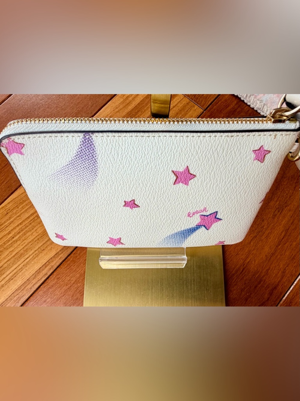 Coach Corner Zip Wristlet with Disco Star Print Coated Canvas. EUC - Picture 4 of 8